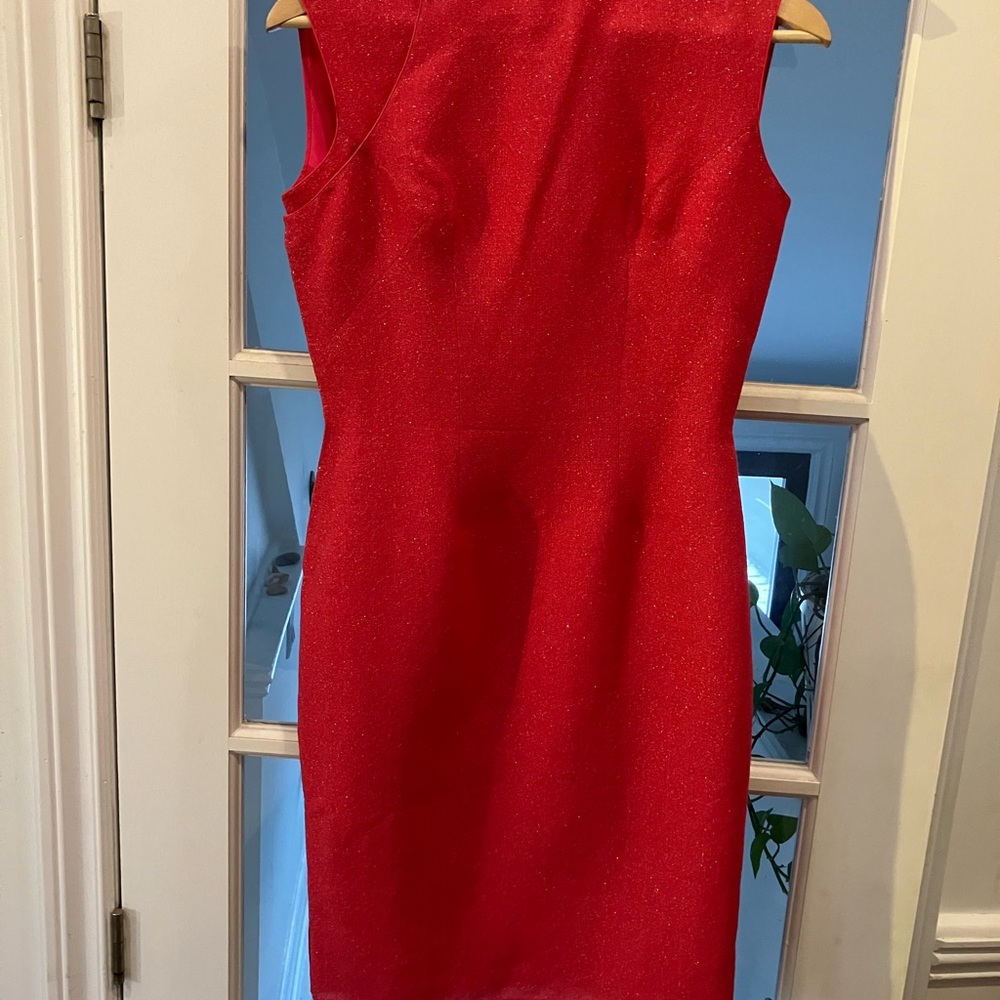 Handmade Vintage Chinois-Style Dress Deep Pink w/ Gold Sparkle | XS